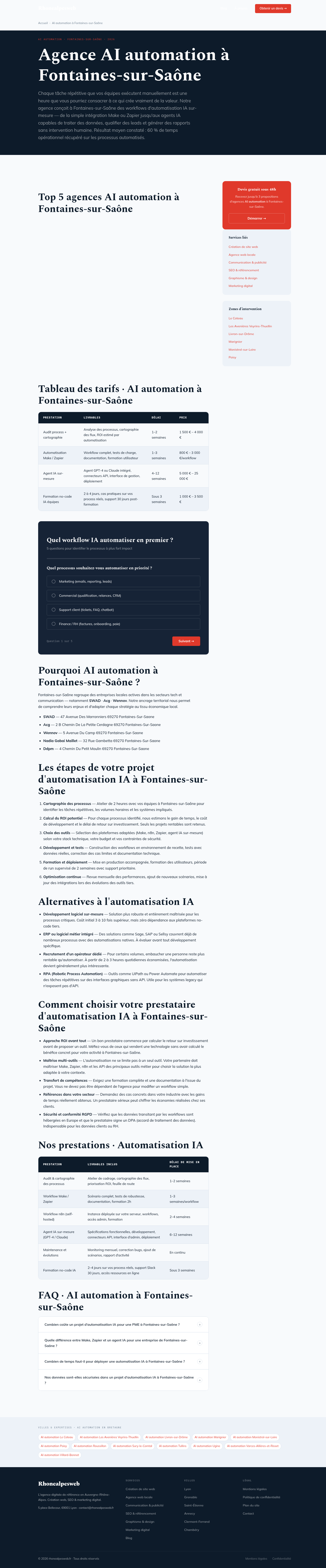 Exemple de page service AI automation Rhonealpesweb